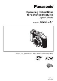 Panasonic Lumix LX7 manual. Camera Instructions.